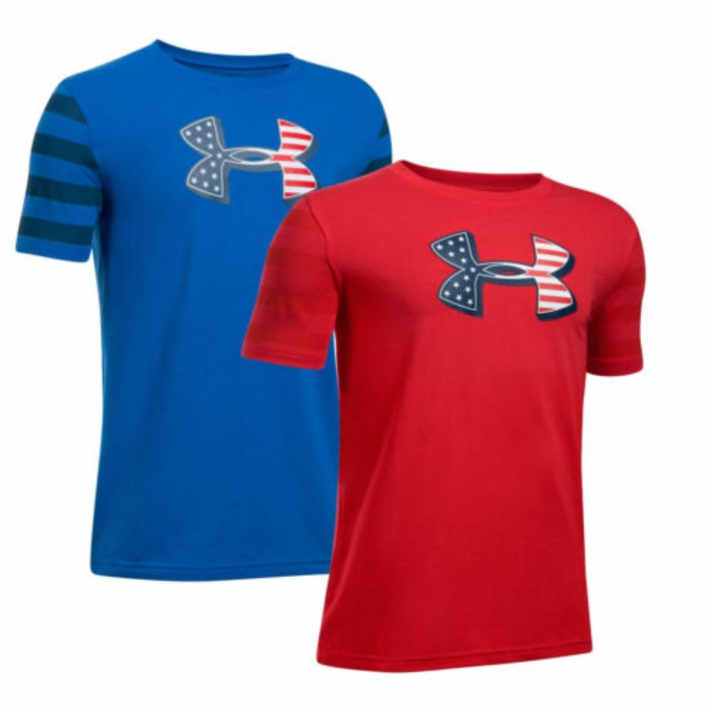 Under Armour Boys American Flag Logo Shirt